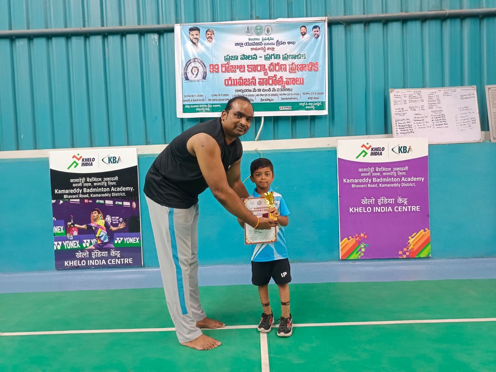 On-court action at Kamareddy Badminton Academy